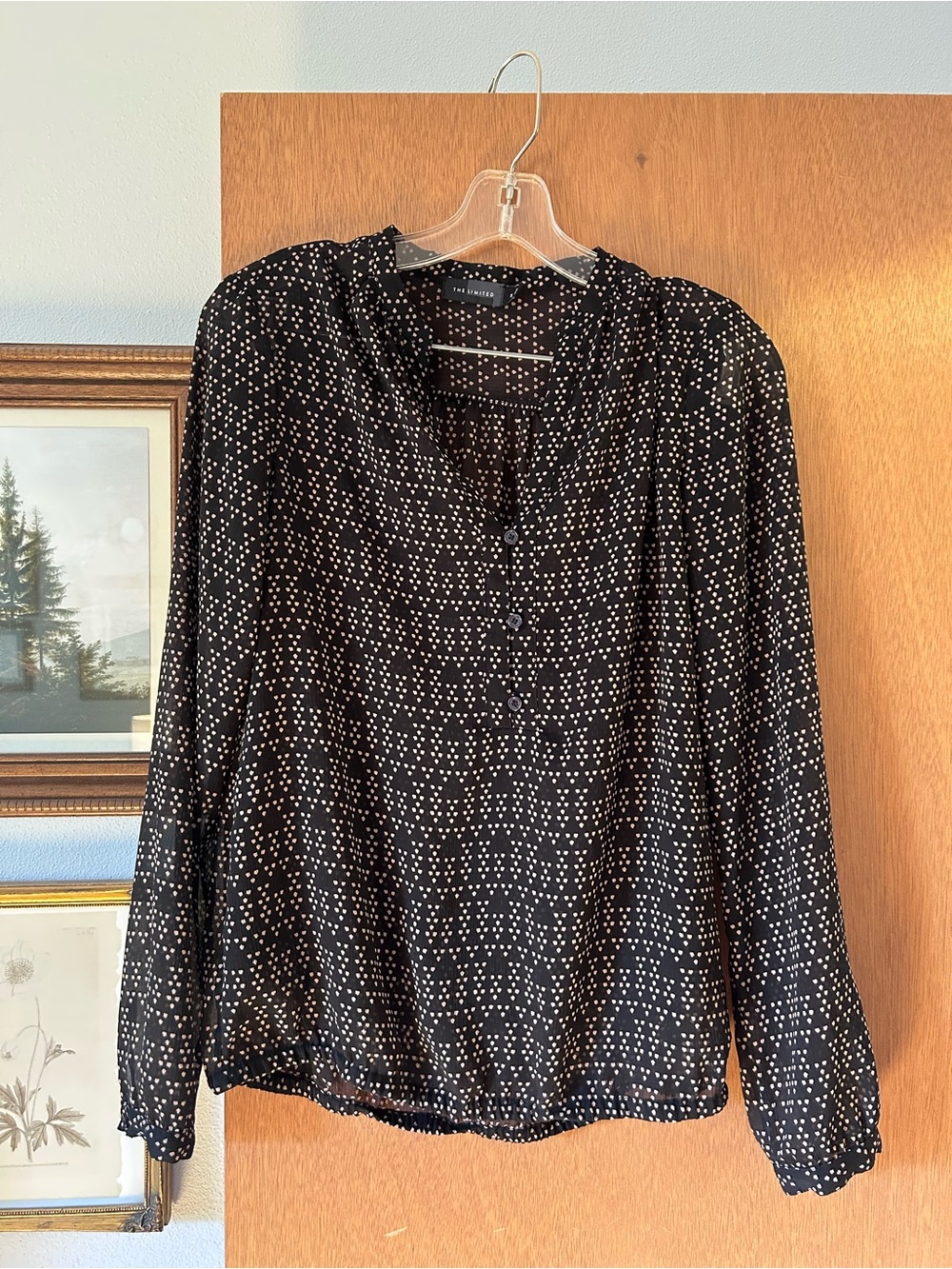 The Limited Black and White Dot Button-Front Blouse